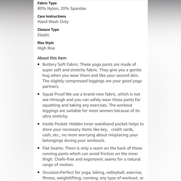 Black yoga leggings high waist, hidden pocket for a key - Picture 6 of 6